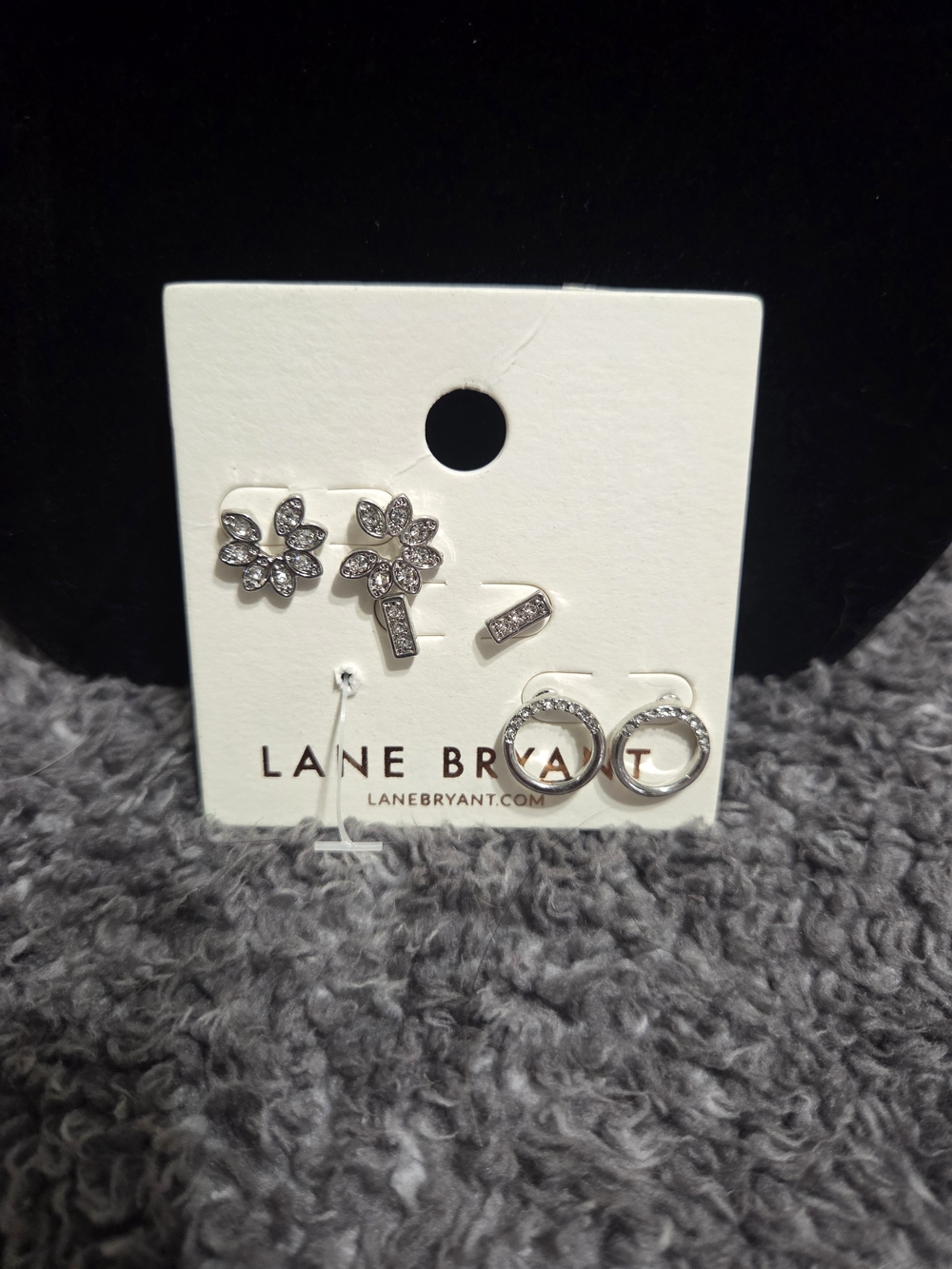 Lane Bryant Silver Crystal Multi-Style Earring Set